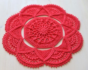 Pink Crochet Doily: Textured Cotton Lace Table Decor