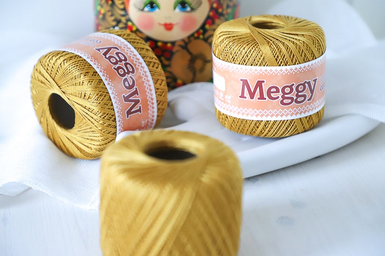 Golden Cotton Crochet Thread Meggy Gold Yarn Doily Etsy