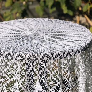 Mantel de crochet estilo vintage, 128 cm