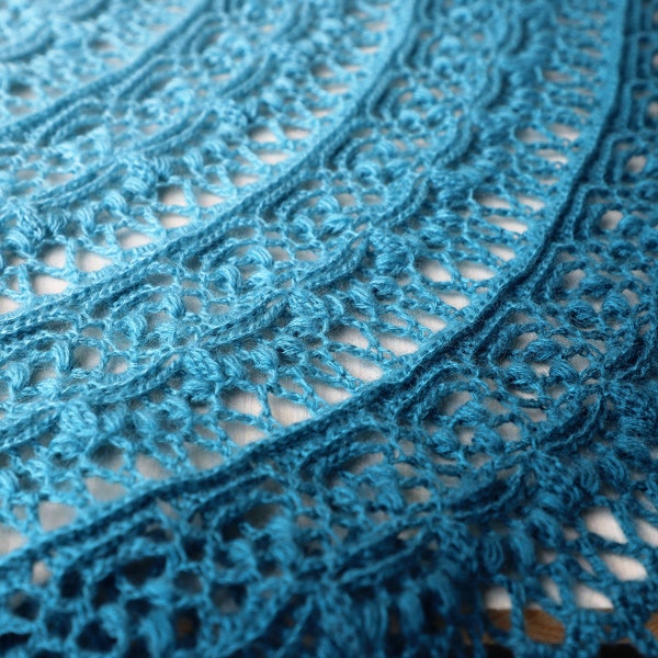 PDF Katarzyna Shawl crochet pattern, designed by Olga Shalaeva gull808, textured shawl, shawlette pattern, fichu shawl pattern, tutorial,diy