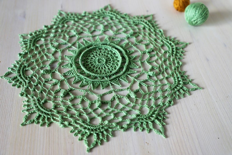 PDF Elaine Doily crochet pattern designed by Olga Shalaeva gull808 3d doilies textured decor shabby written tutorial boho hygge diy gift image 2