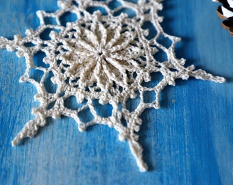 Crochet snowflake, designed by Julia Hart, 13 cm, textured doily, doilies, lace snowflake, Christmas decor, homemade, decoration, gift, boho