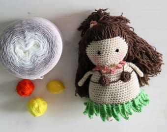 Hula Dance Lady - PDF pattern (crochet), doll, crocheting, inspiration, tutorial, crocheted girl, diy, handmade, summer doll, cocount