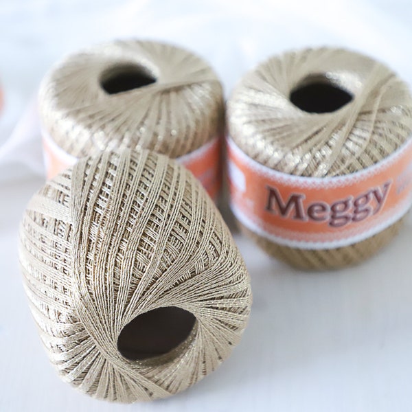 Fil à crocheter Meggy, 295 yards, 50 g, coton, fil, fil d'or, métallisé, fil de napperon, fil de couverture, fil doré, couleurs de Noël