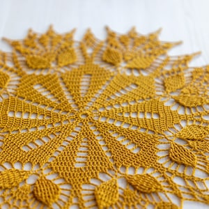 Golden crochet doily, 35 cm