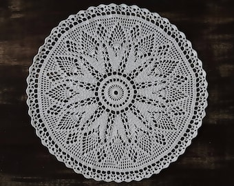 Tapete de algodón de ganchillo blanco - Decoración de mesa bohemia (38 cm)