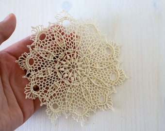 Ivory crochet doily Kelly designed by Olga Shalaeva gull808 12 cm unique handmade gift for her dollhouse miniature hygge vintage retro boho