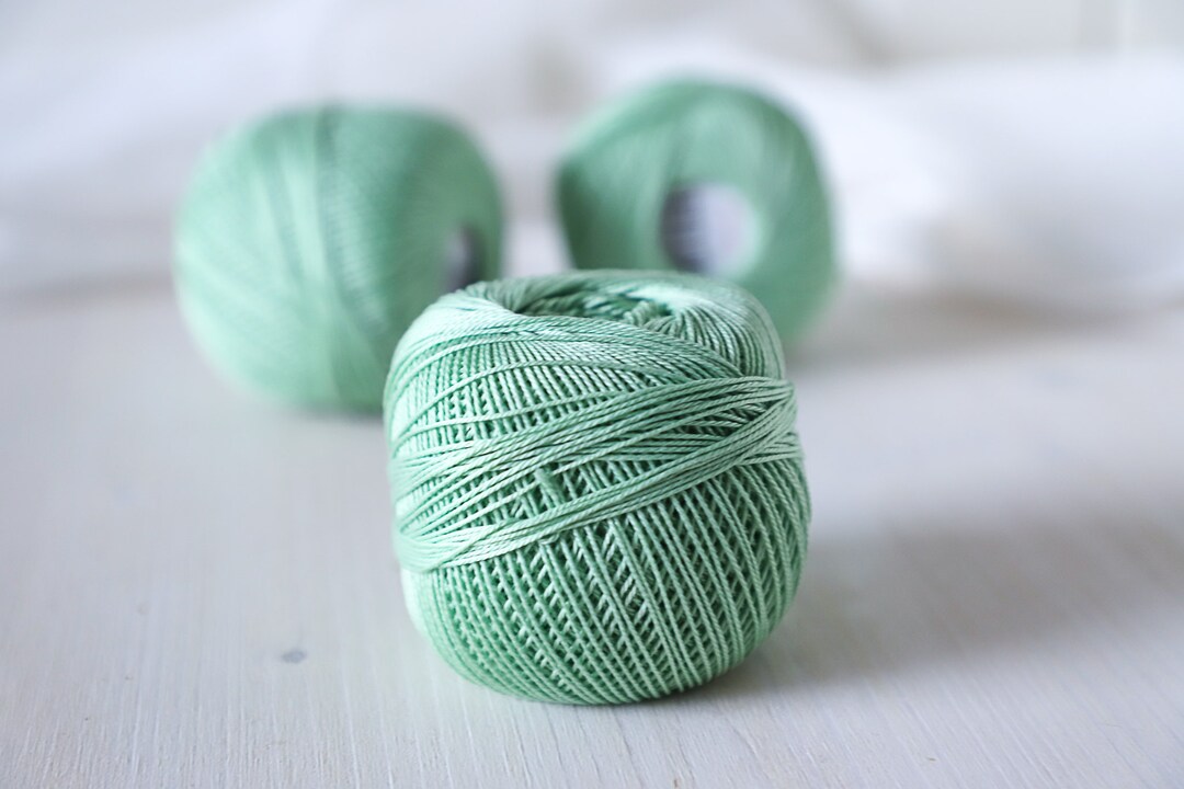 Green Crochet Thread, Snehurka, Czech Made, Cotton Thread, Doily Thread