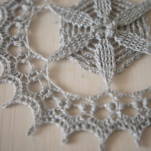 Silver gray crochet doily, Libena, 8 in, 20 cm