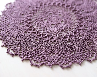 Purple Crochet Doily: Pretty Pineapples Design, Boho Table Decor (31cm)