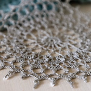 Silver gray crochet doily, 22 cm