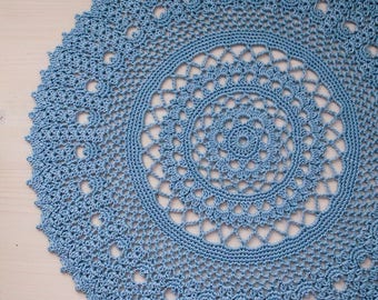 Great blue doily designed by Patricia Kristoffersen round wedding vintage decor shabby boho lace interior gift retro village style centrino