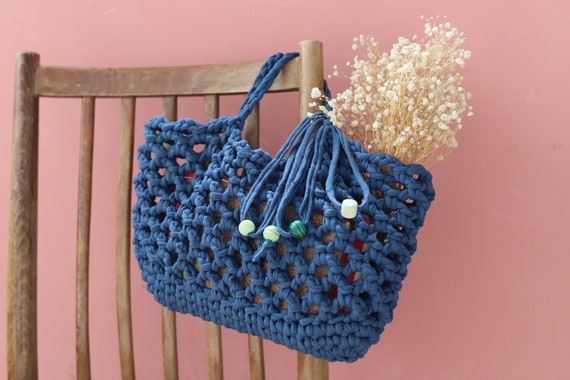 トートバッグ Crochet Shopper Bag - Casablanca - Cotton - Blue Casablanca Crochet Tote Bag | Blue | FARFETCH