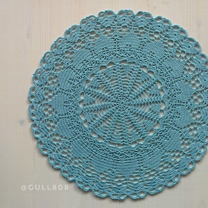 Blue crochet doily 13” 34 cm