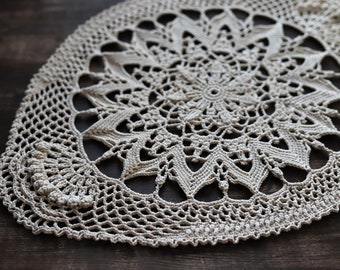 Vintage oval doily 20" 50 x 38 cm, redondo, boda, vintage, decoración, shabby, boho, encaje, interior, regalo, retro, estilo pueblo, madre, novia