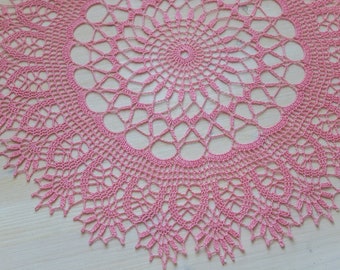 Pink Crochet Doily - Boho Table Decor (50 cm)