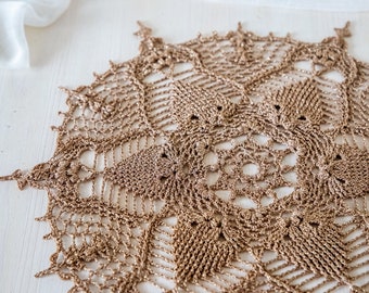 Golden crochet doily Trixie, 16.5 in