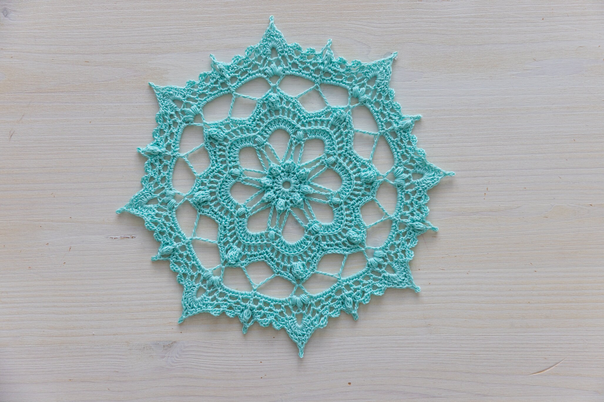 Teal Crochet Doily: 100% Cotton, 23 cm Vintage Decor
