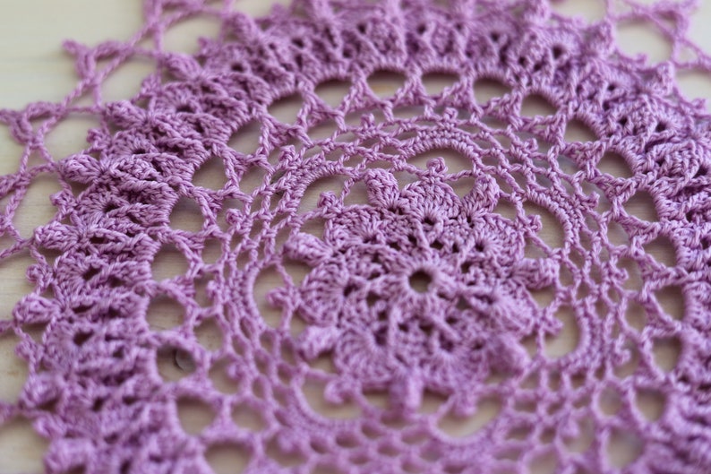 Crochet doily 24 cm home decor christmas thanksgiving tablecloth decoration gift for her vintage shabby boho hygge lavender handmade table image 5