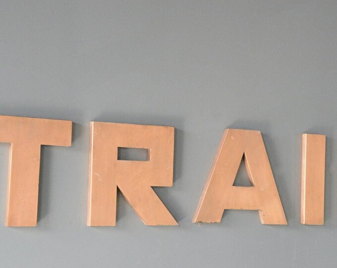 Large Copper Train Sign Circa 1960s