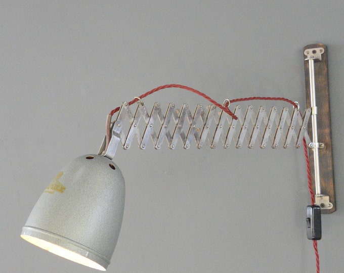 Wall Mounted Industrial Scissor Lamp By Braun Circa 1950s