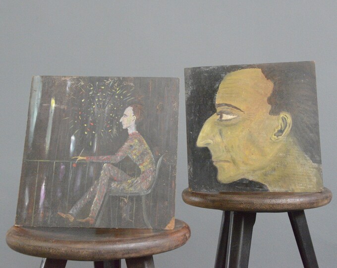 Modernist Oil On Board Paintings Circa 1940s