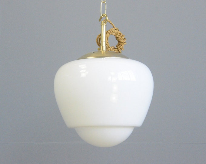Czech Teardrop Opaline Pendant Lights Circa 1940s