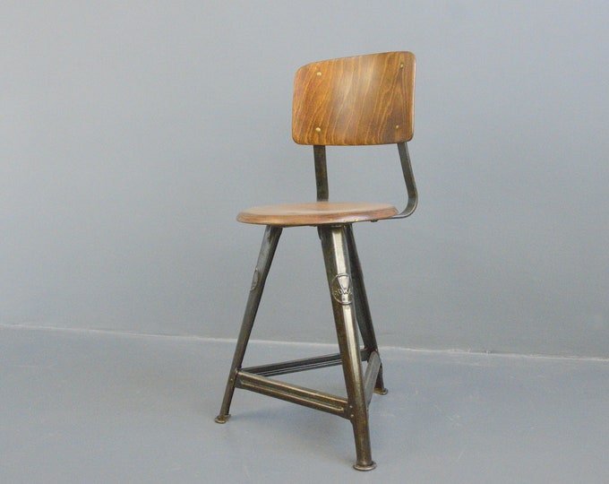 Industrial Factory Chair By Rowac Circa 1920s