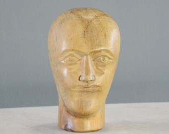 German Carved Wooden Milliners Head Circa 1910