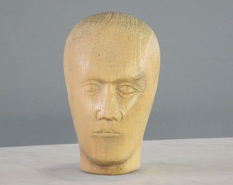 German Carved Wooden Milliners Head Circa 1910