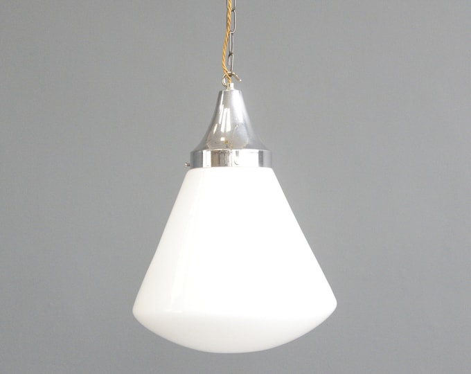 Large Opaline Pendant Light Circa 1930s