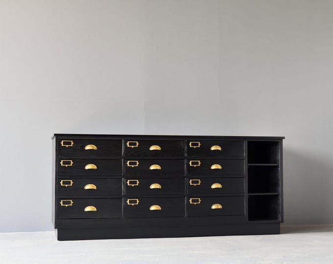 Ebonised General Store Drawer Cabinet Circa 1920s