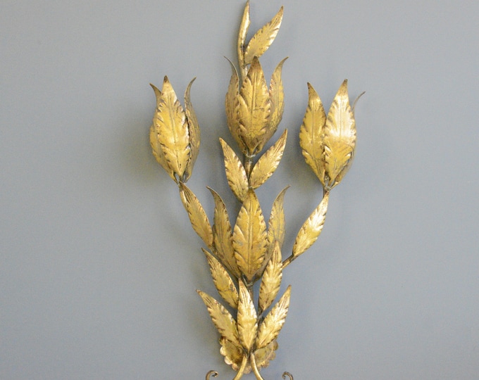Gold Leaf Hollywood Regency Wall Light By Hans Kögl