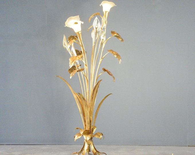Gold Leaf Hollywood Regency Floor Lamp By Hans Kögl