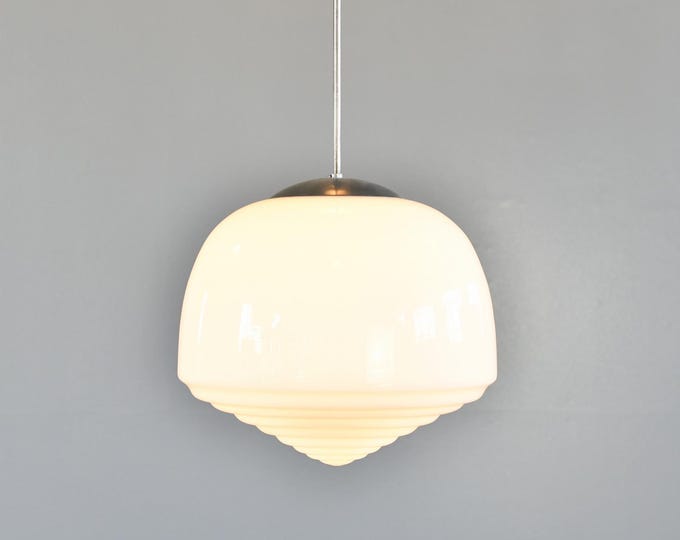Large Opaline Pendant Light Circa 1930s