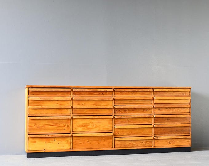 Pine Bicycle Repair Shop Drawers Sideboard Circa 1950s