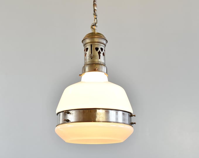 German Opaline Pendant Light Circa 1910