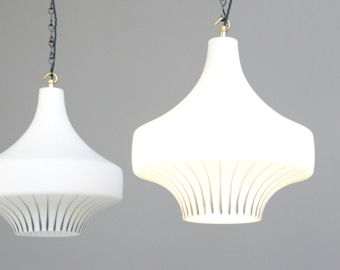 Mid Century Opaline Pendant Lights Circa 1950s
