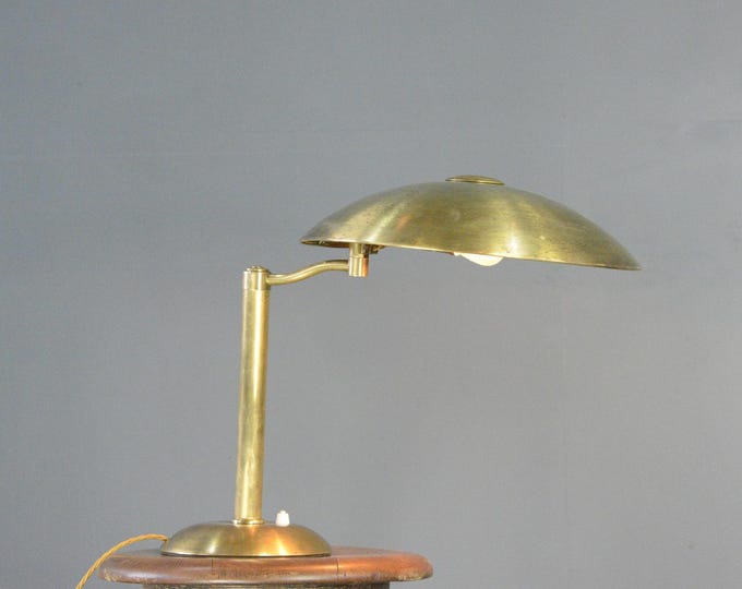 Swing Arm Brass Table Lamp By Hillebrand Circa 1930s
