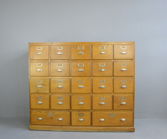 Large Bank Of French Art Deco Filing Drawers Circa 1930s