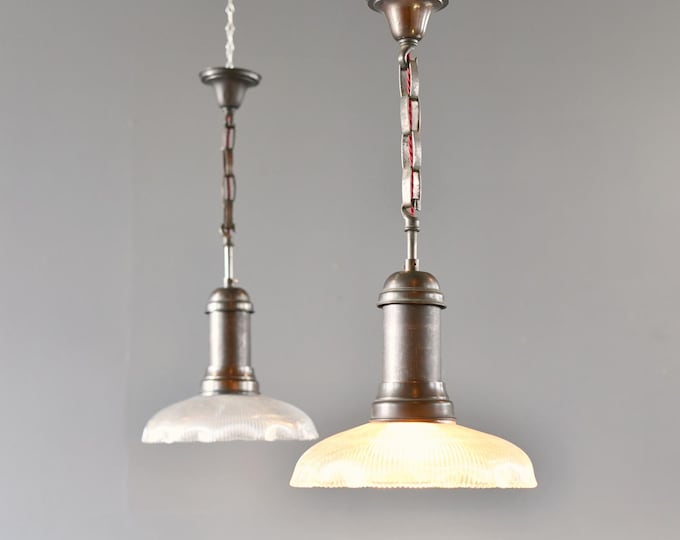 Early 20th Century Holophan Pendant Lights Circa 1920s