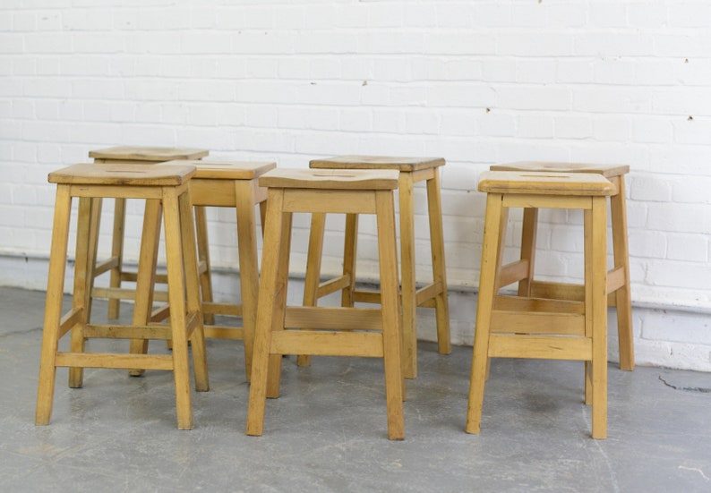 Mid Century Beech School Lab Stools Circa 1960s