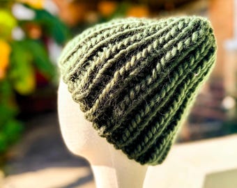 Extra Dicke Handstrickmütze, Warme Wintermütze, abnehmbarer Kunstpelz Pompom, 100% Wolle, Warme Wintermütze
