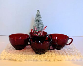 Vintage Royal Ruby Red Coffee Tea Cups (4)