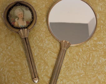 Antique French Colonial Vanity Set Hand Mirror Brush
