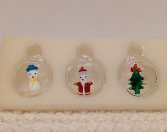 Vintage Blown Glass Diorama Christmas Ornaments