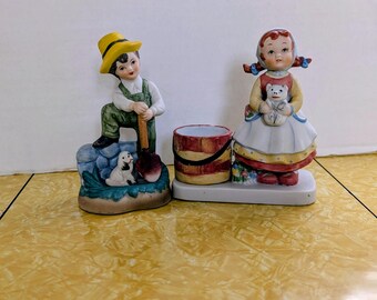 Vintage Porcelain Bisque Boy Girl Figurines