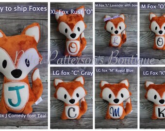 Personalized Fox, Fox soft stuffed animal, Fox stuffie, monogrammed stuffed animal,