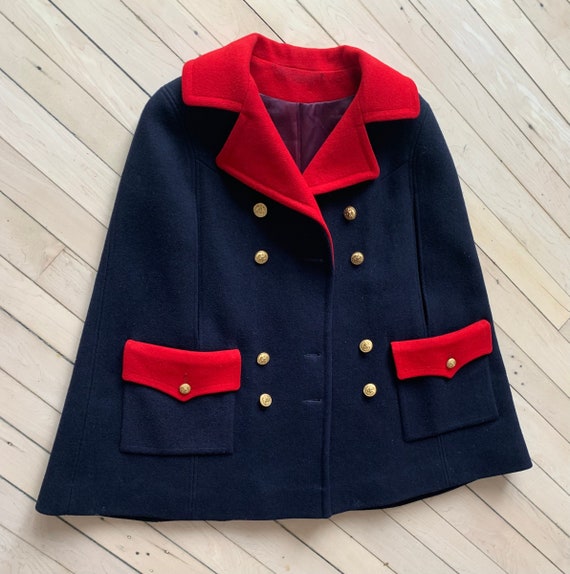 Vintage NAVY Blue stylized MOD military 1960's wo… - image 1