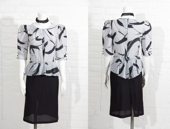 Mint Vintage Womens grey black graphic print 1980'